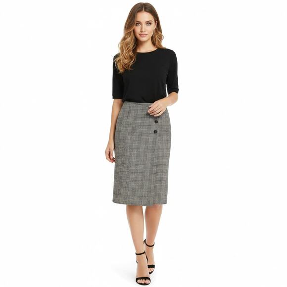 Sanctuary Dresses & Skirts - Sanctuary Pencil Skirt Reality Check XL Black White Brown Side Button CareerWear